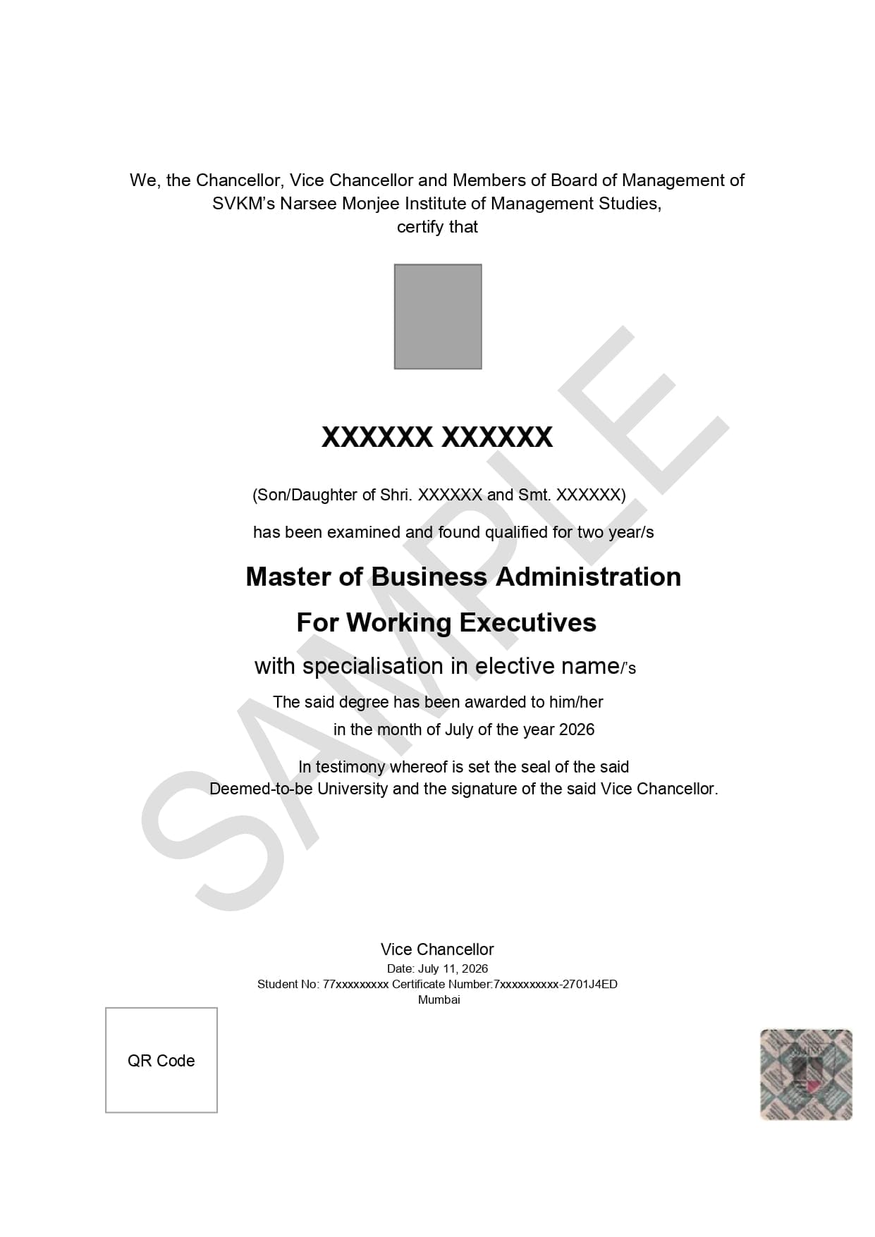 ex-mba certificate